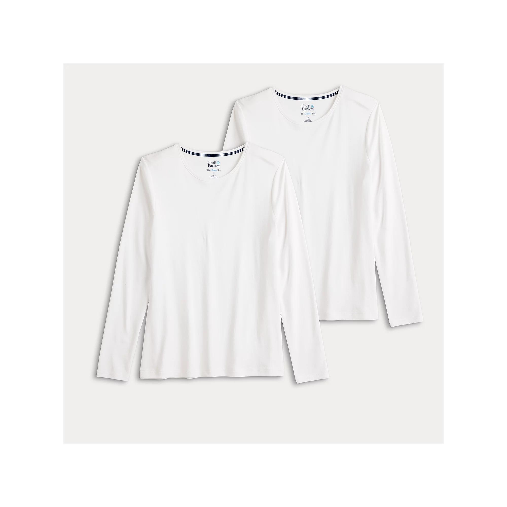 Womens Croft & Barrow Long Sleeve 2-Pack Crewneck Tees Product Image