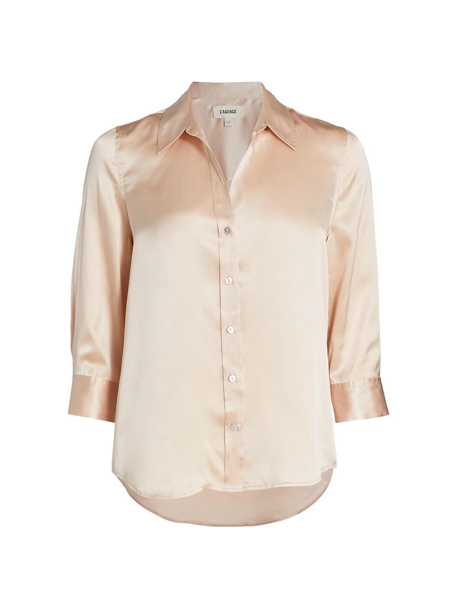 Womens Dani Three-Quarter Sleeve Silk Shirt Product Image