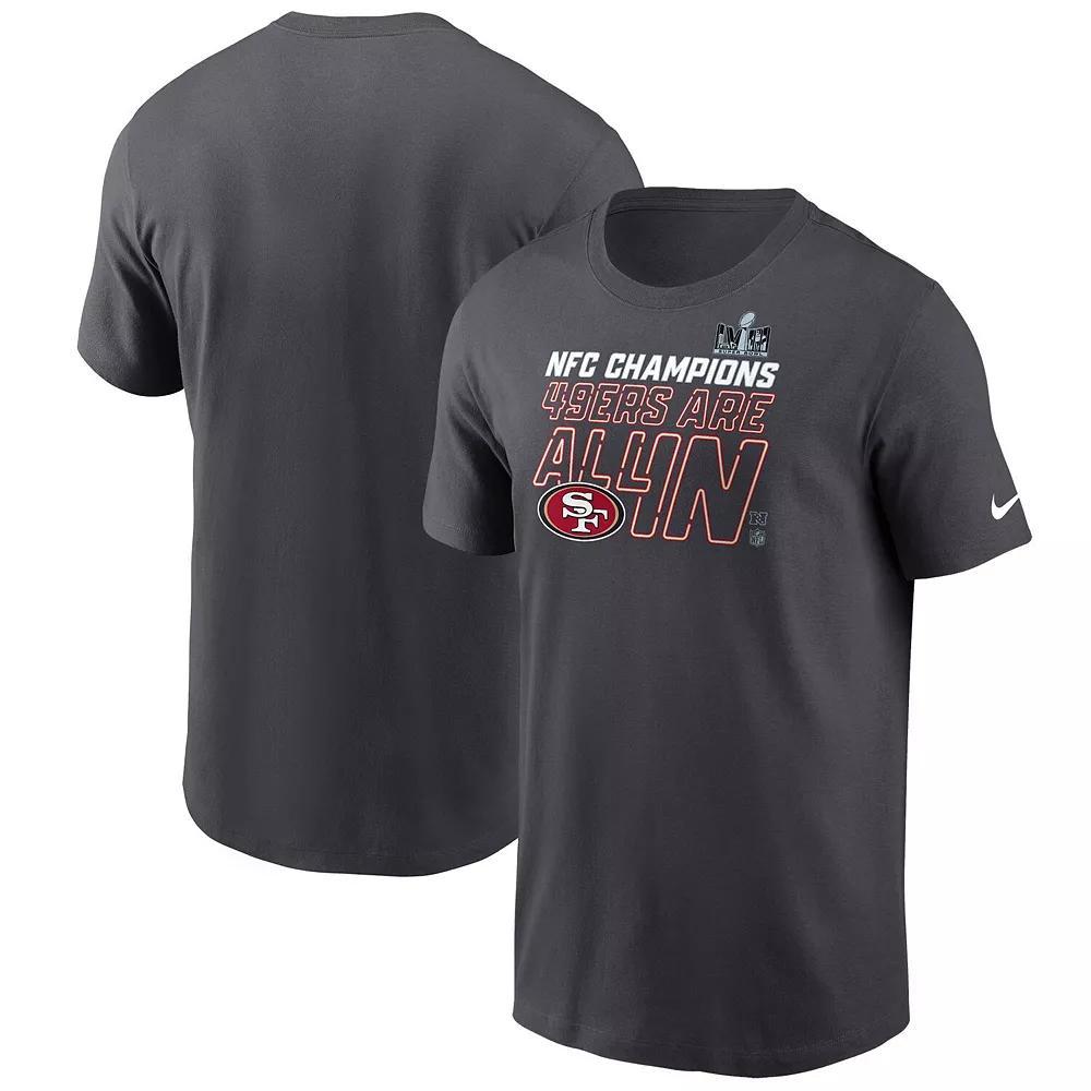 Men's Nike Anthracite San Francisco 49ers 2023 NFC Champions Locker Room Trophy Collection Tall T-Shirt, Size: 2XLT, Grey Product Image