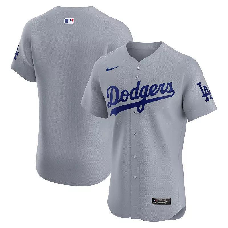 Mens Nike Gray Los Angeles Dodgers Alternate Vapor Premier Elite Patch Jersey Product Image