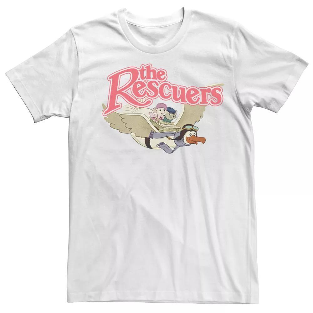 Big & Tall Disney The Rescuers Flying Distressed Classic Logo Tee, Men's, Size: 4XL Tall, White Product Image