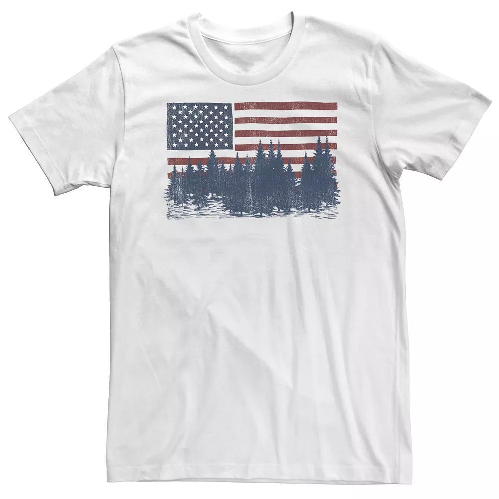 Big & Tall Americana Flag and Forest Silhouette Tee, Men's, Size: 4XLT, White Product Image