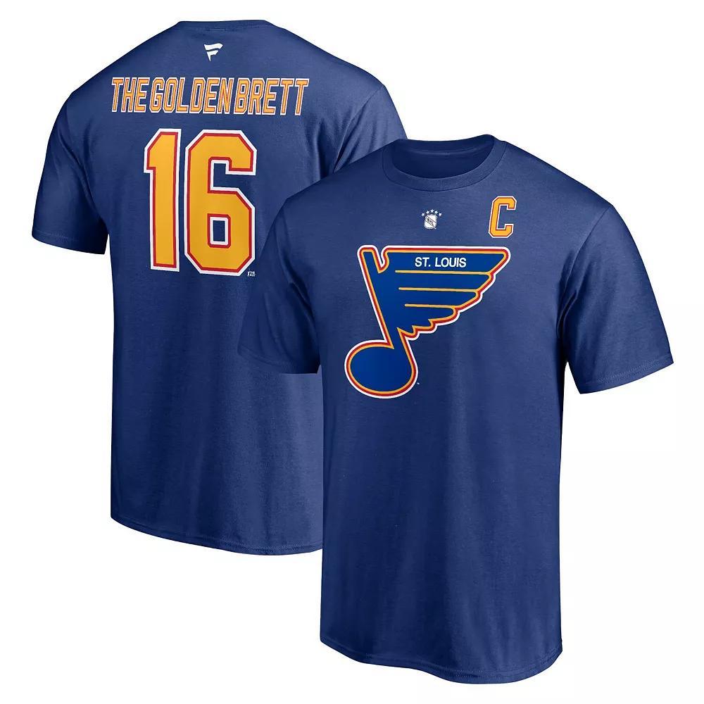 Men's Fanatics Branded Brett Hull Blue St. Louis Blues Authentic Stack Retired Player Nickname & Number T-Shirt, Size: Large Product Image