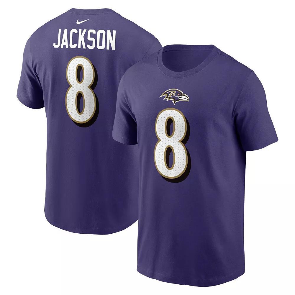 Men's Nike Lamar Jackson Purple Baltimore Ravens Player Name & Number T-Shirt, Size: 2XL Product Image