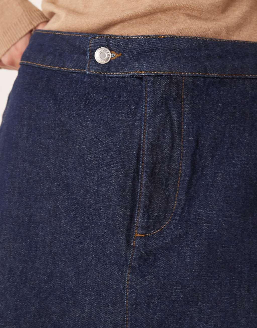 ASOS DESIGN denim tab waist pelmet skirt in indigo Product Image