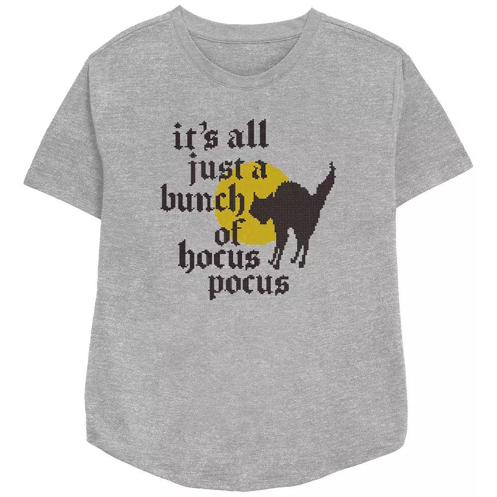 Disney's Hocus Pocus Thackery Binx It's All Just A Bunch Of Hocus Pocus Women's Relaxed Fit Graphic Tee, Size: Large, Athletic Grey Product Image