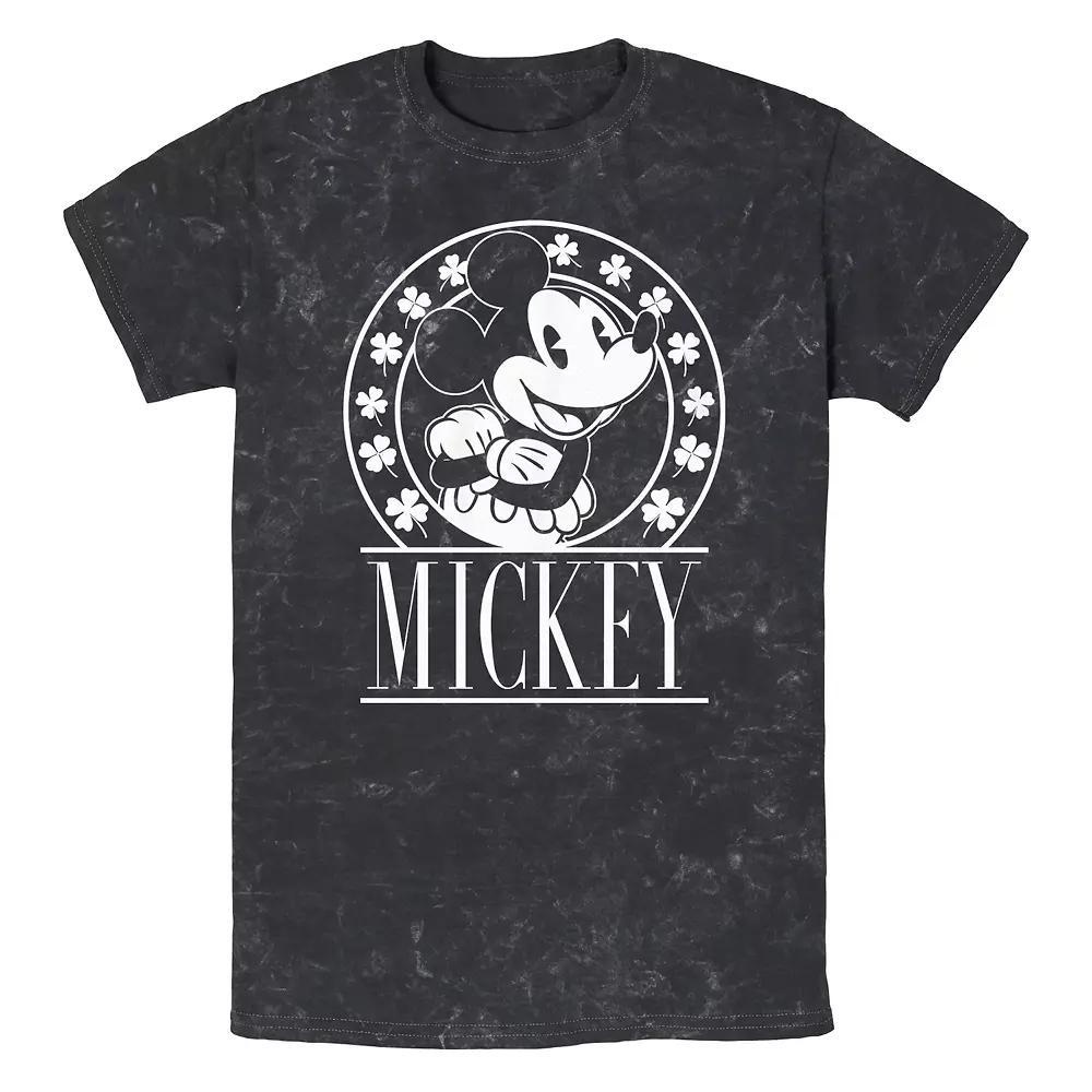 Disney's Mickey Mouse Lucky Stamp Mineral Wash Men's Graphic Tee, Size: XL, Black Product Image