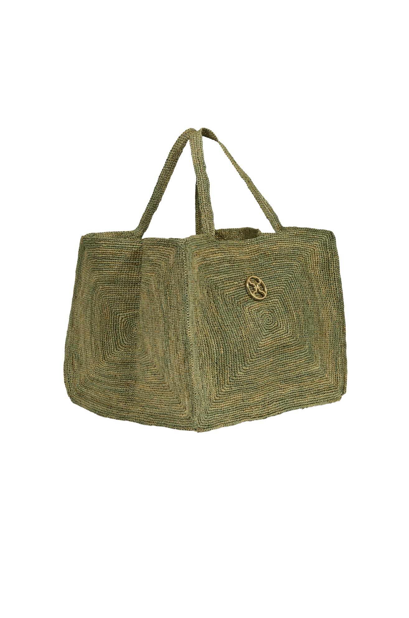 Raffia Pyramid Bag - Green Product Image