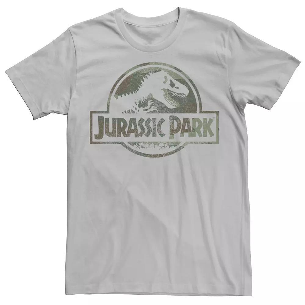 Mens Jurassic Park Camo Fossil Logo Tee, Men's, Size: Small, Athletic Grey Product Image