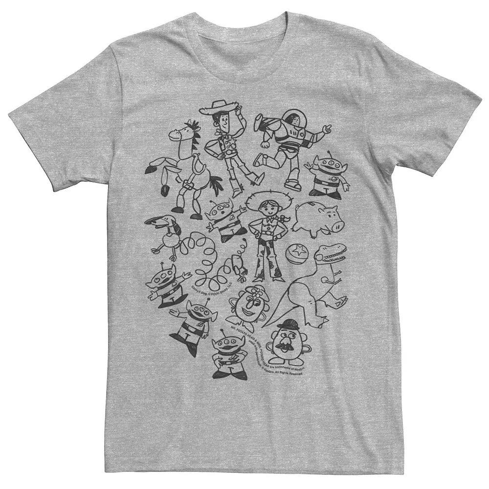 Disney / Pixars Toy Story Mens Group Shot Doodles Tee Athletic Grey Product Image