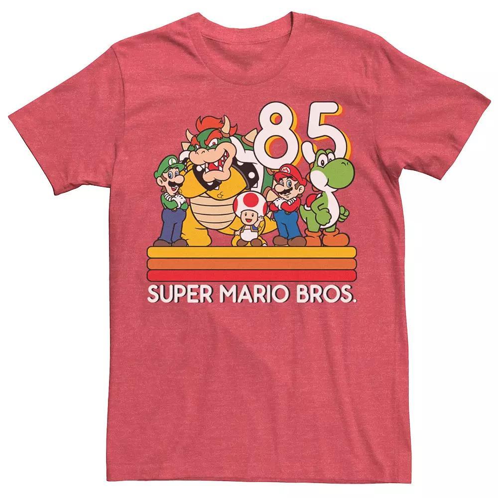 Men's Nintendo Super Mario Retro Character Line-Up Tee, Size: Small, Red Grey Product Image