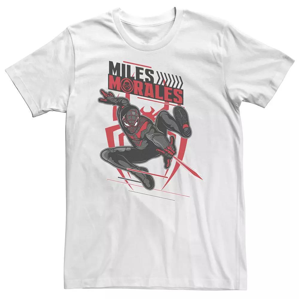 BIg & Tall Marvel Spider-Man: Miles Morales Swinging Action Shot Tee, Men's, Size: XL Tall, White Product Image
