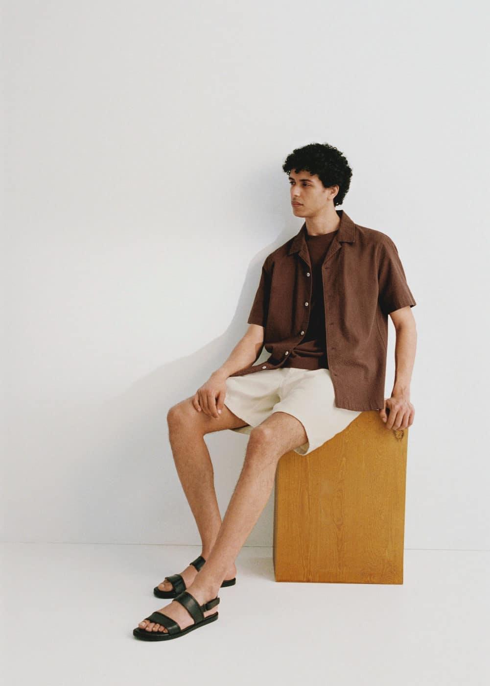 Mango Mens Drawstring Detail Cotton Shorts Product Image