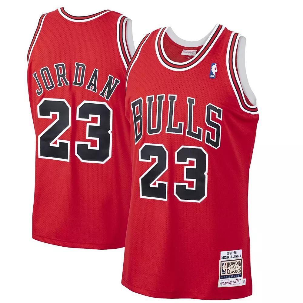 Men's Mitchell & Ness Michael Jordan Red Chicago Bulls 1997-98 Hardwood Classics Authentic Player Jersey, Size: 4XL Product Image