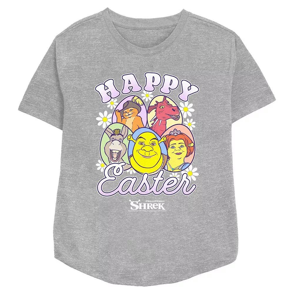 Women's Shrek Happy Easter Relaxed Fit Graphic Tee, Size: XL, Athletic Grey Product Image