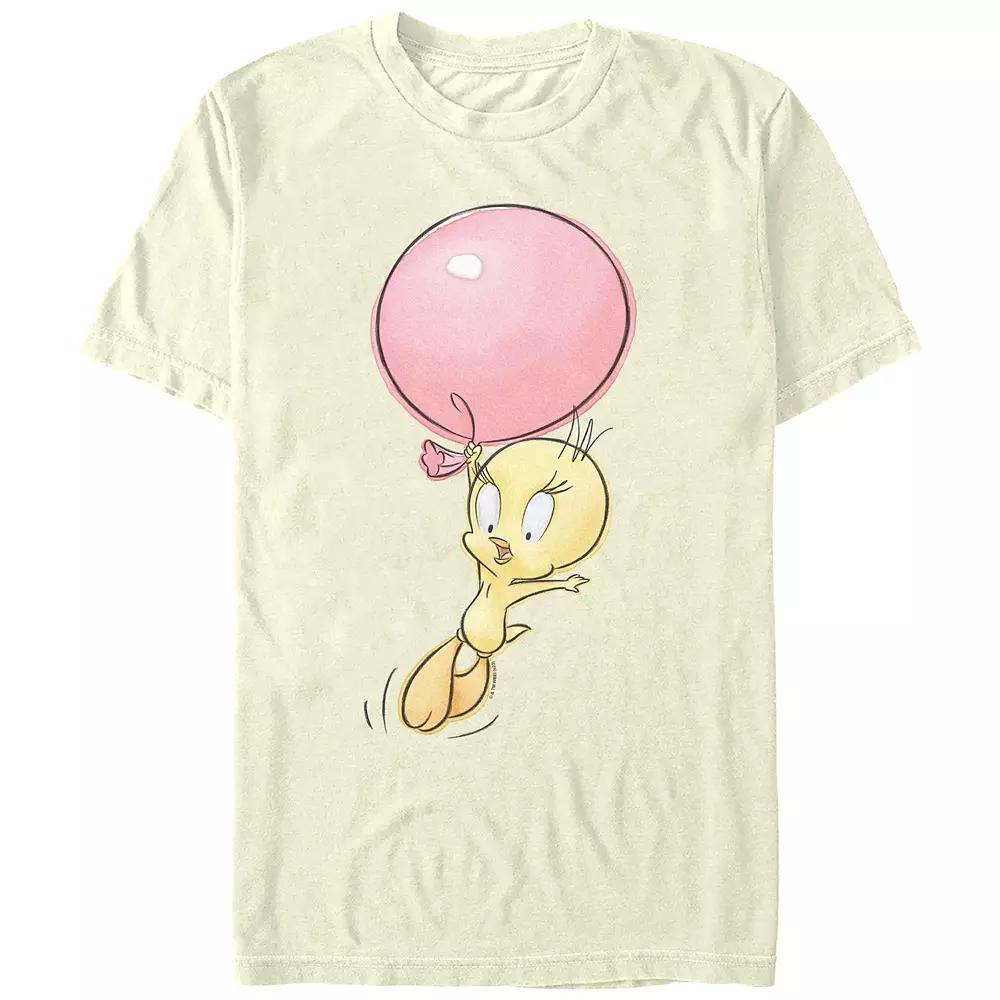 Juniors' Looney Tunes Tweety Flying Ballon Boyfriend Graphic Tee, Women's, Size: Medium, Natural Product Image
