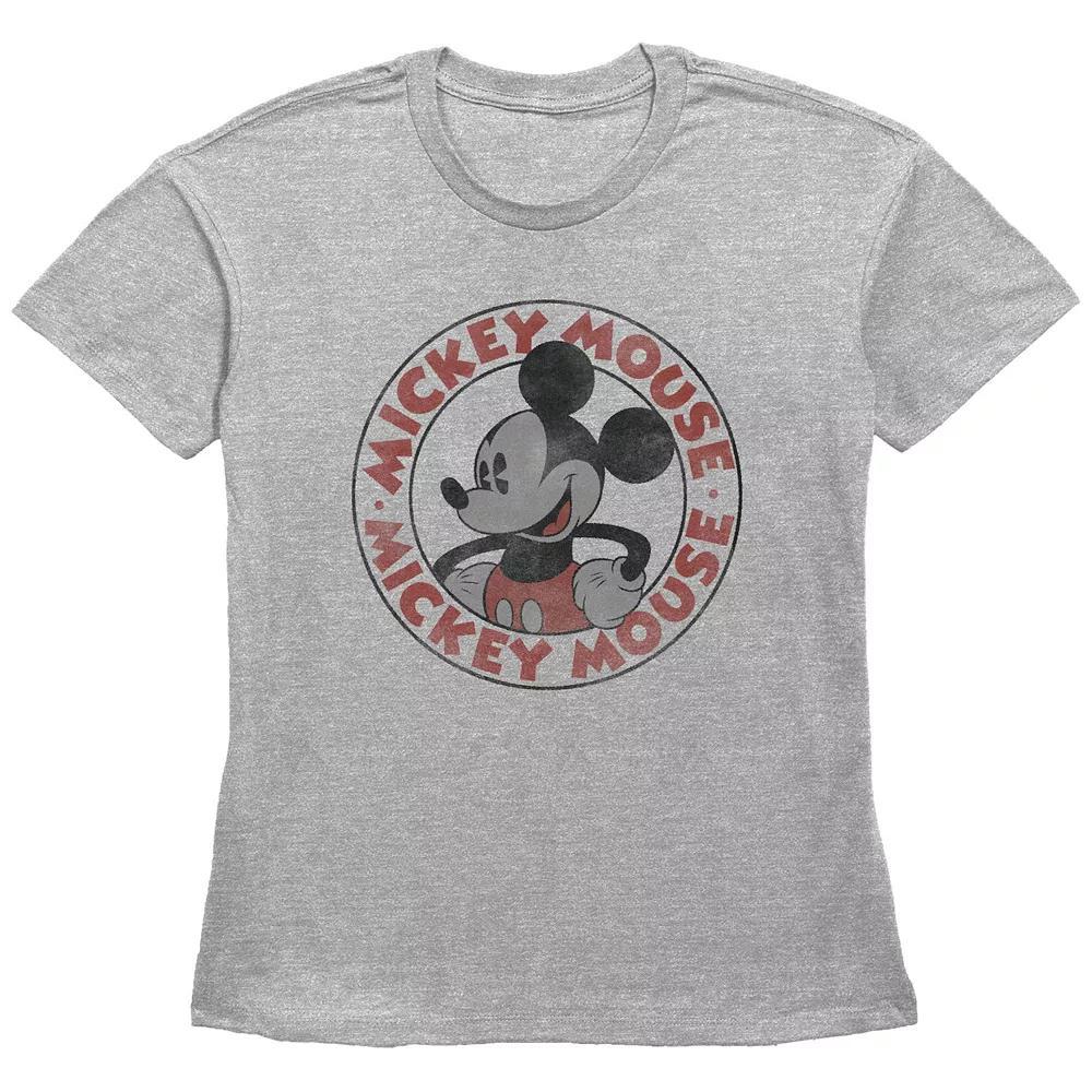 Disneys Mickey Mouse Vintage Stamp Womens Graphic Tee Grey Gray Product Image