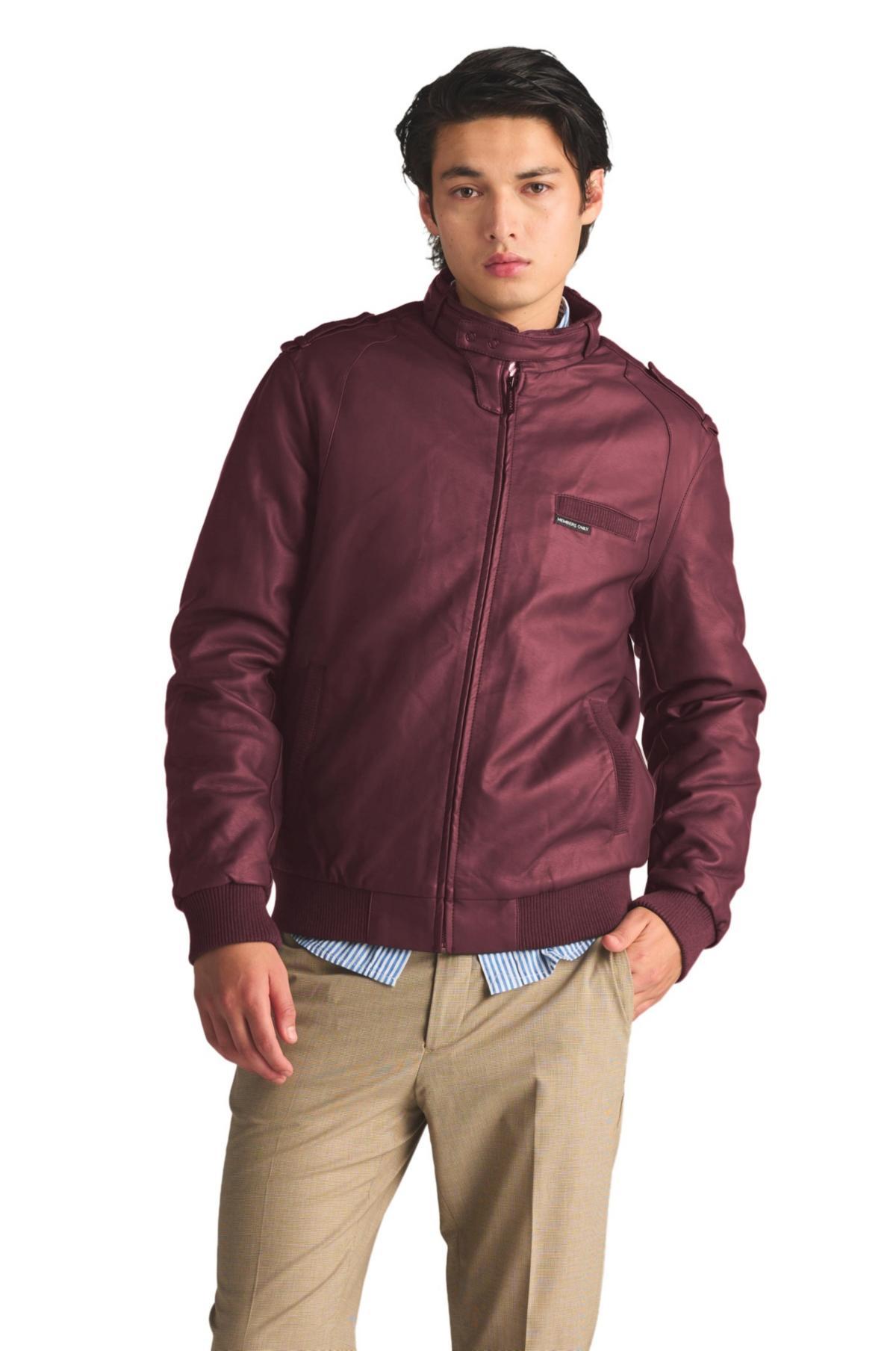 Members Only Men's Faux Leather Iconic Racer Jacket in Burgundy at Nordstrom, Size Xx-Large Product Image