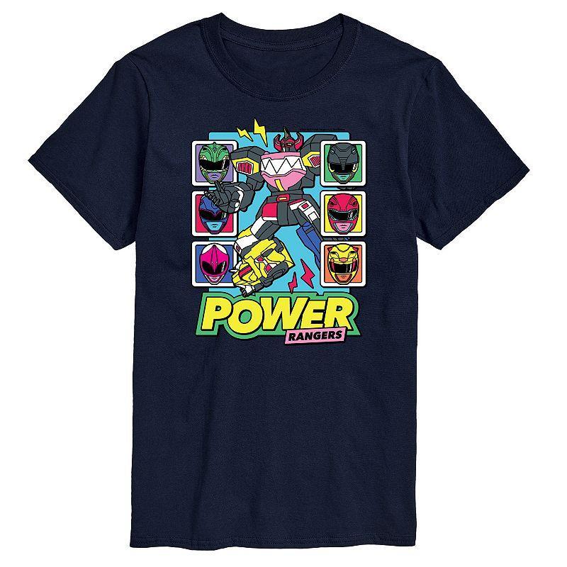 Big & Tall Power Rangers Zord Heads Graphic Tee, Mens Blue Product Image