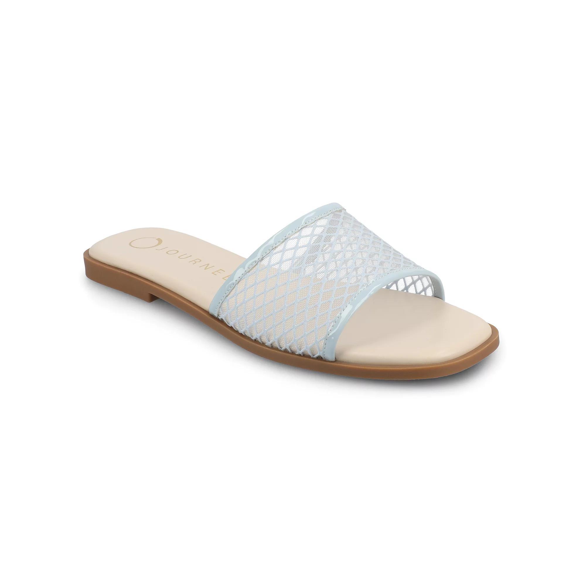 Journee Breckley Women's Slip On Flat Sandals, Size: 7.5, Light Blue Product Image