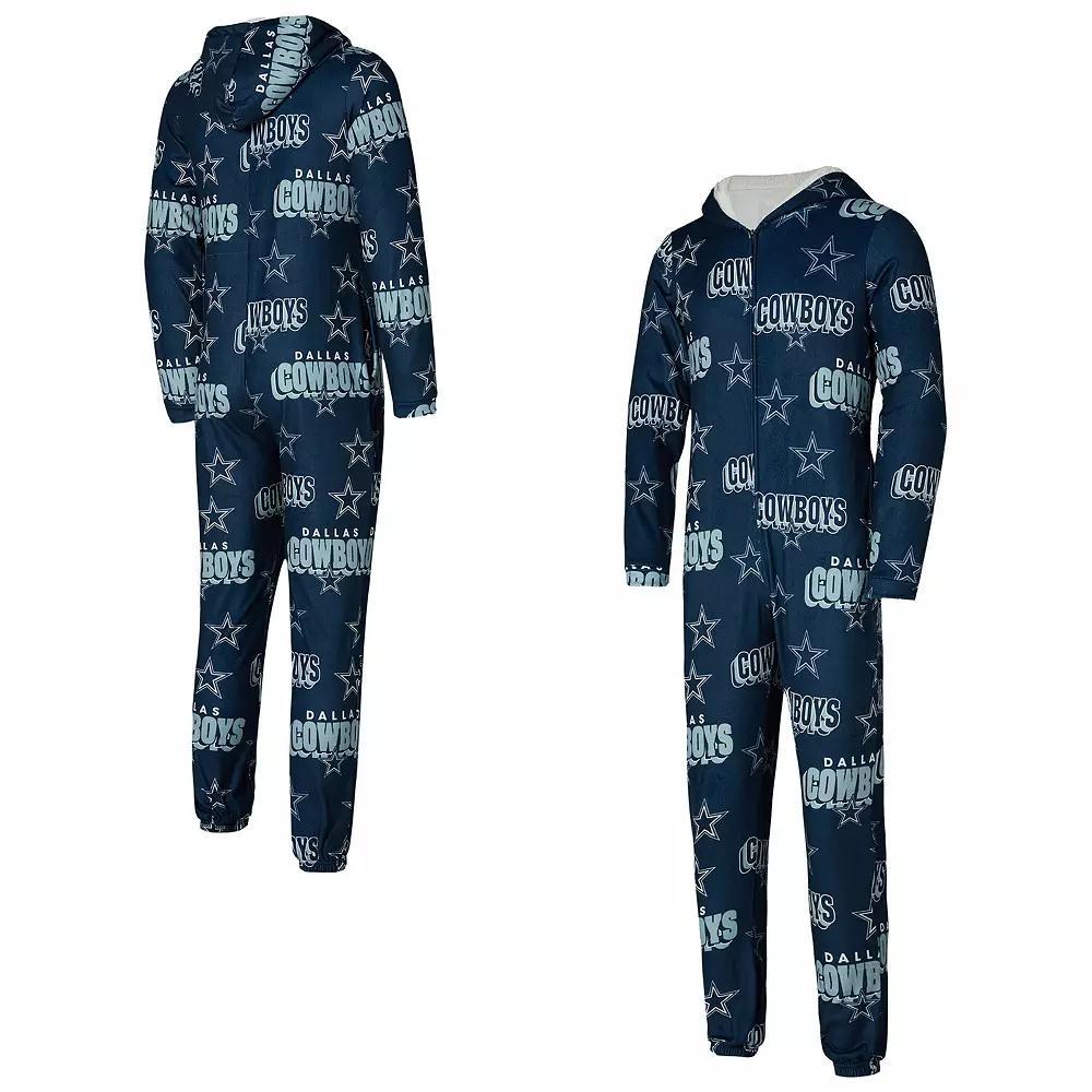 Women's Concepts Sport Navy Dallas Cowboys Roadway Allover Print Microfleece Full-Zip Union Suit, Size: Small, Blue Product Image