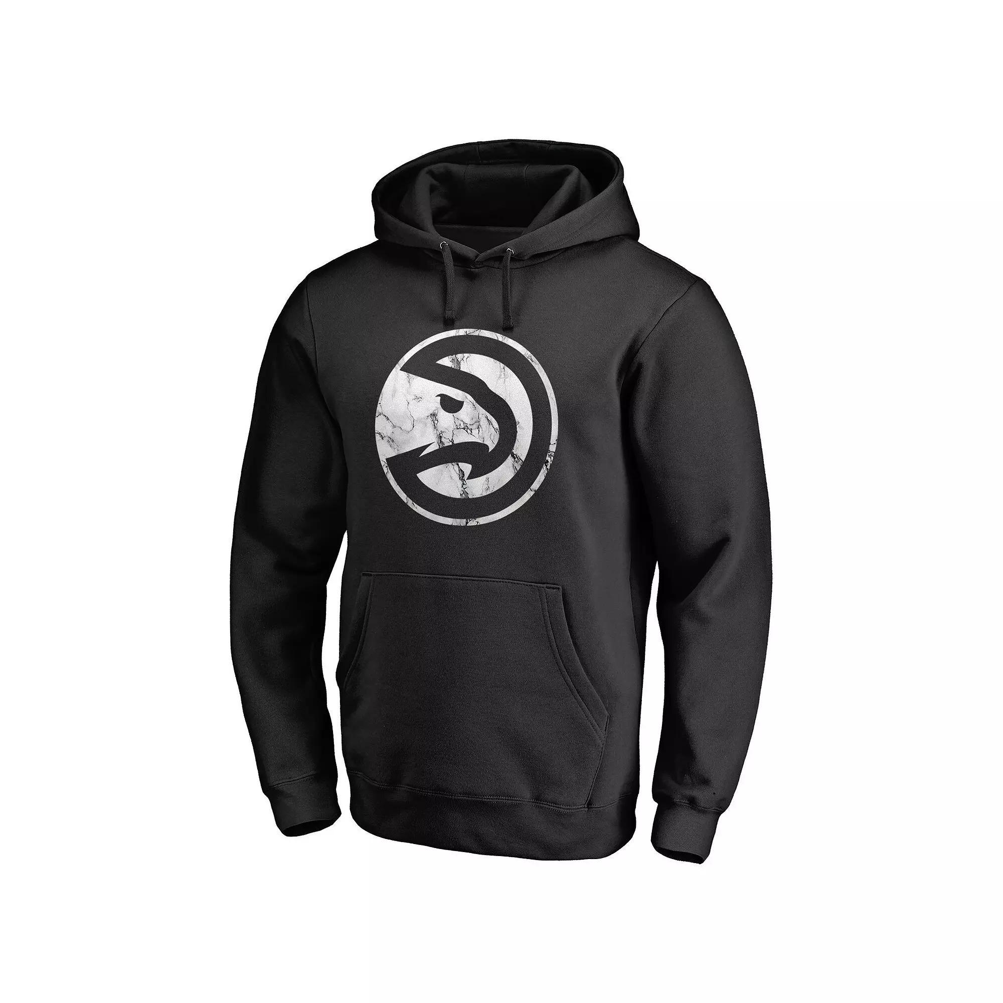 Men's Fanatics Branded Black Atlanta Hawks Marble Logo Pullover Hoodie, Size: 3XL Product Image
