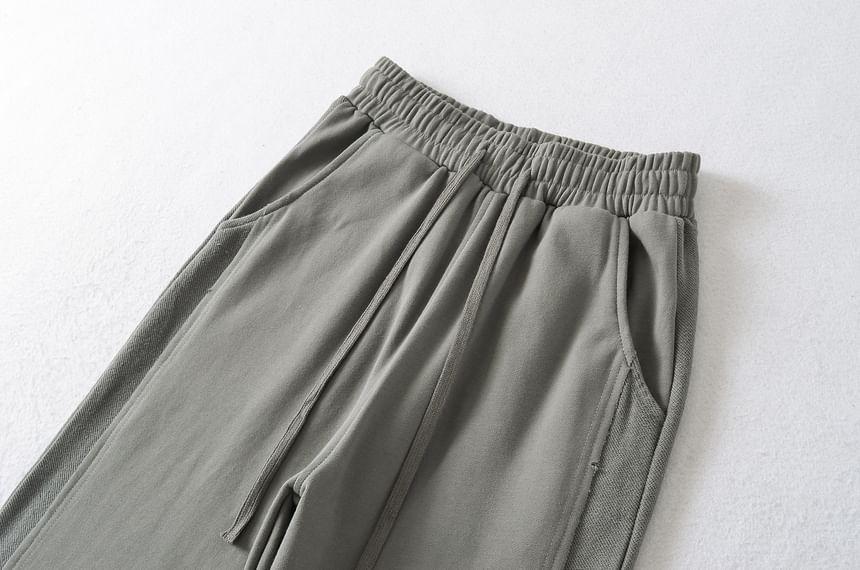 Drawstring Waist Plain Straight Leg Sweatpants Product Image
