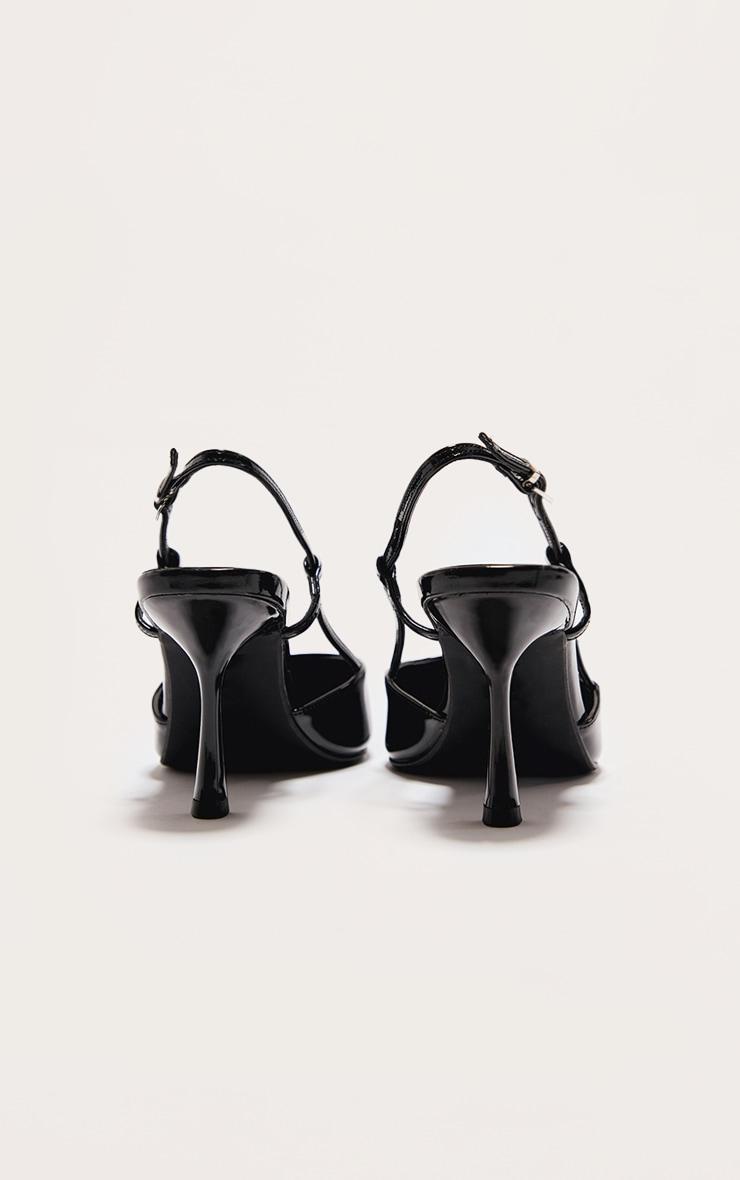 Black Patent Wide Fit Point Toe High Stiletto Court Heels Product Image
