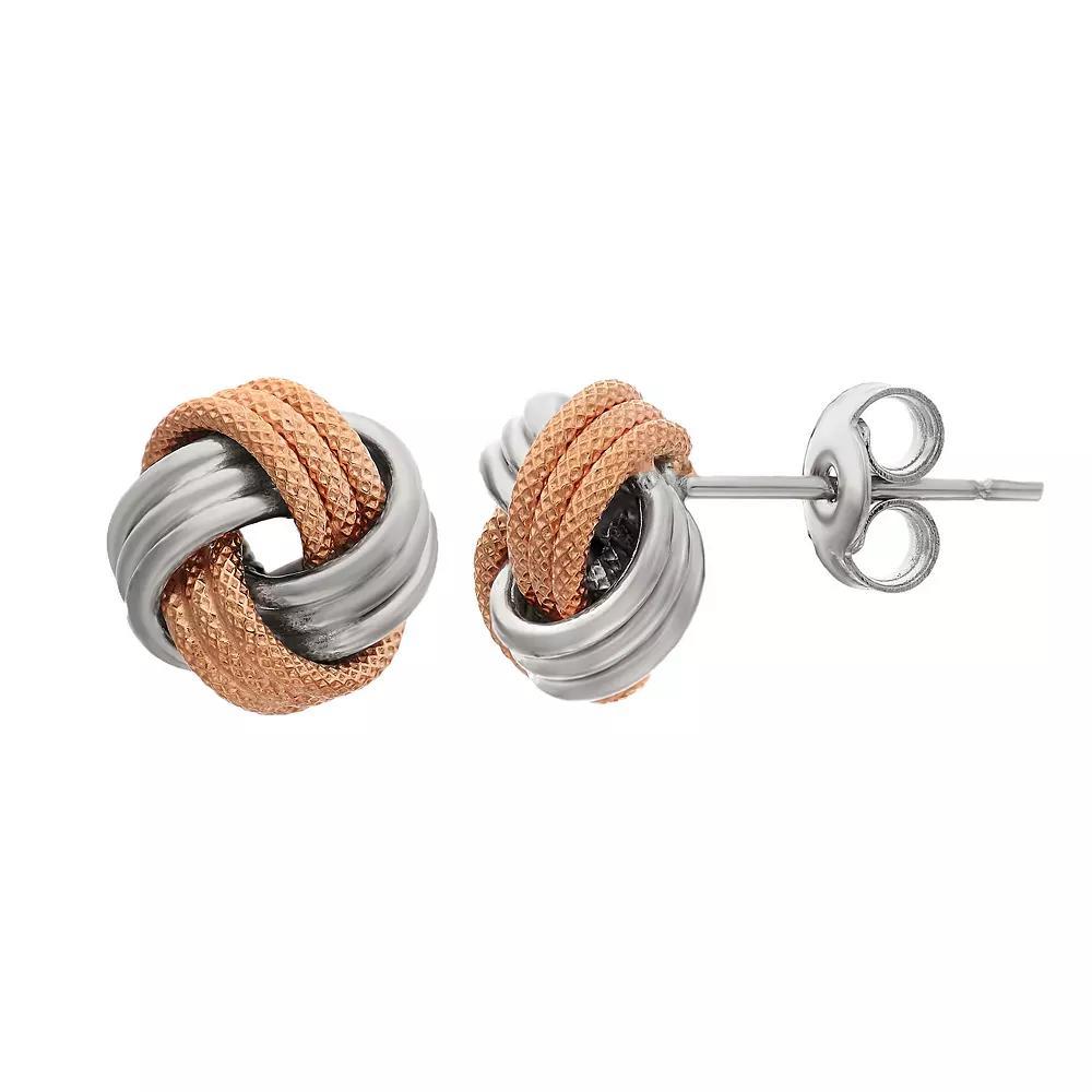 Jordan Blue 10k Gold Love Knot Earrings, Women's, 10k 2 Tone White Rose Product Image