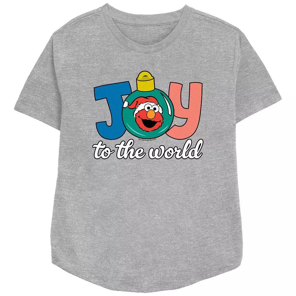 Women's PBS Kids Sesame Street Elmo Joy To The World Relaxed Fit Graphic Tee, Size: Large, Athletic Grey Product Image