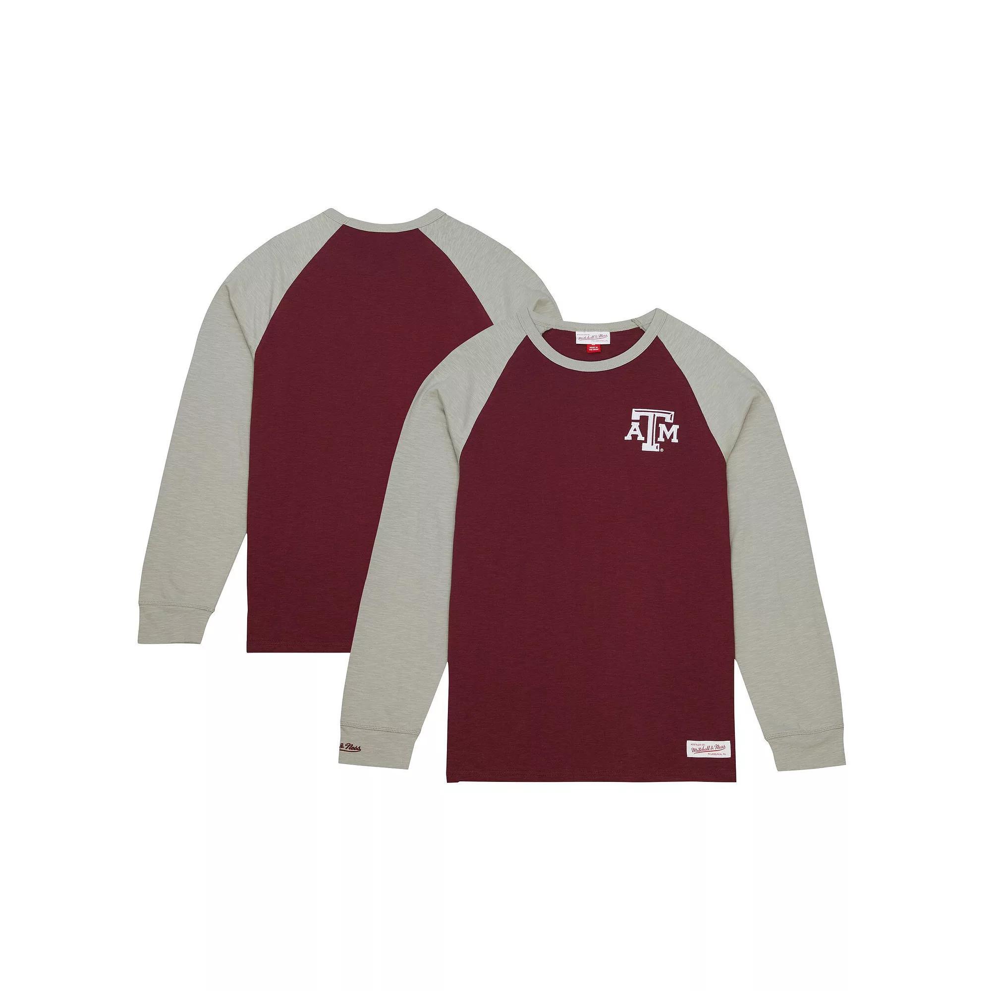 Men's Mitchell & Ness Maroon Texas A&M Aggies Legendary Slub Raglan Long Sleeve T-Shirt, Size: 2XL, Red Product Image
