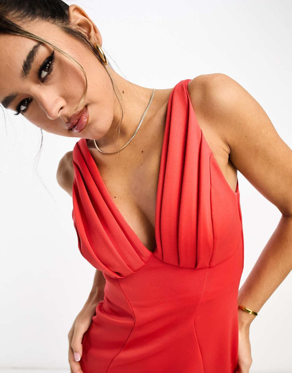 ASOS DESIGN pleated bust bodycon midi dress Product Image