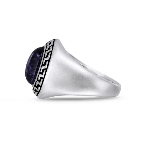 LuvMyJewelry Dark Blue Sodalite Sterling Silver Signet Men Ring at Nordstrom, Size 11 Product Image