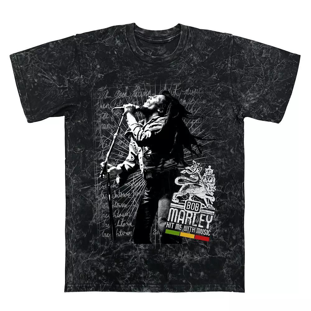 Men's Bob Marley Hit Me Jumbo Graphic Tee, Size: Large, Black Mineral Wash Product Image