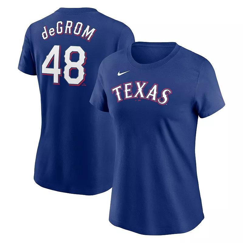 Women's Nike Jacob deGrom Royal Texas Rangers 2023 Name & Number T-Shirt, Size: 2XL, Blue Product Image
