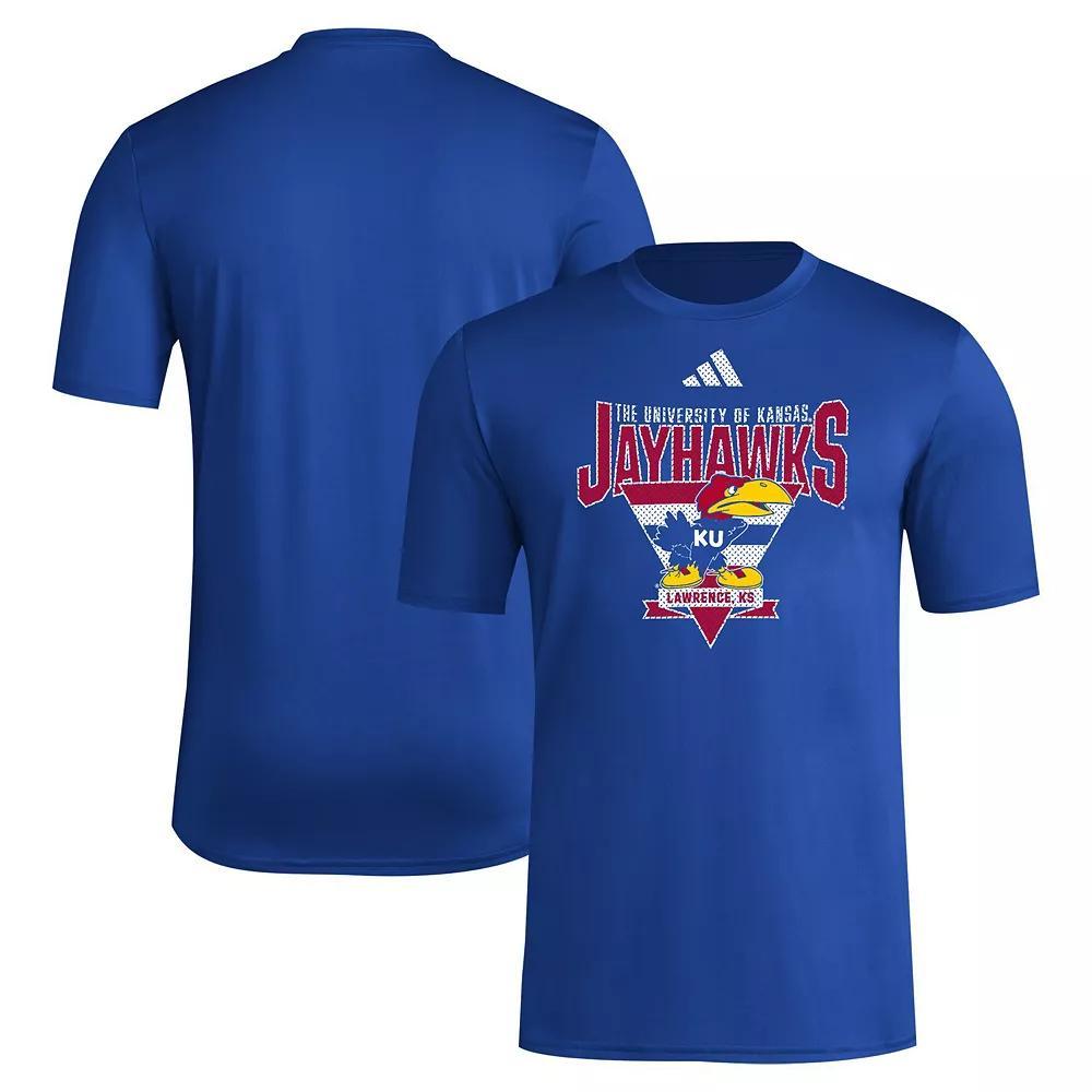 Men's adidas Royal Kansas Jayhawks 2024 Locker Trilateral Pre-Game T-Shirt, Size: XL, Blue Product Image