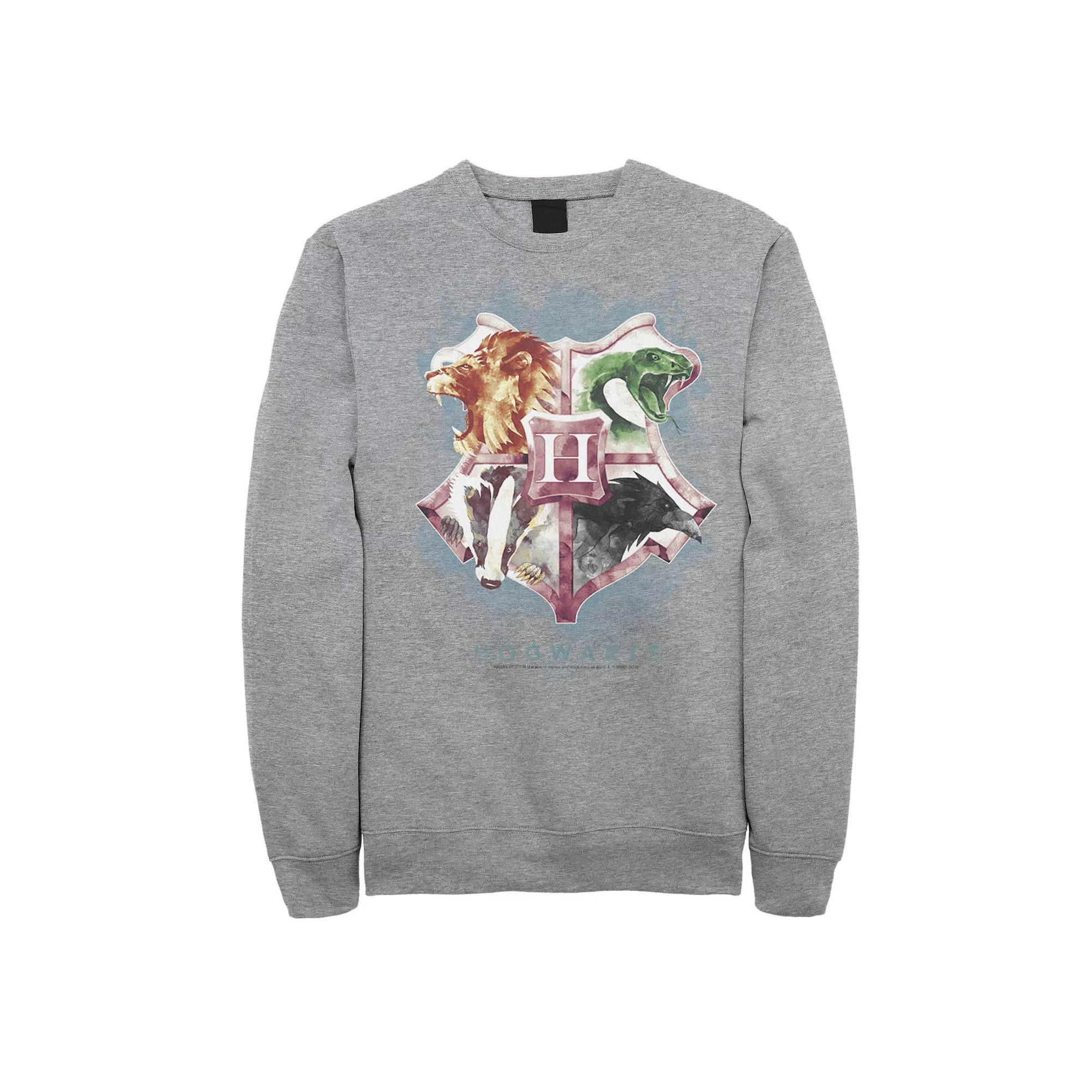 Big & Tall Harry Potter Hogwarts Crest Watercolor Graphic Fleece Pullover, Men's, Size: Large Tall, Athletic Grey Product Image