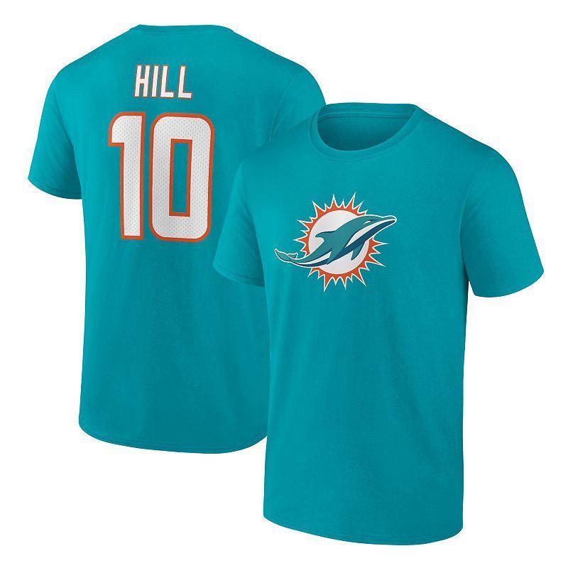 Men's Fanatics Branded Tyreek Hill Aqua Miami Dolphins Player Icon Name & Number T-Shirt, Size: 2XL, Turquoise A Product Image