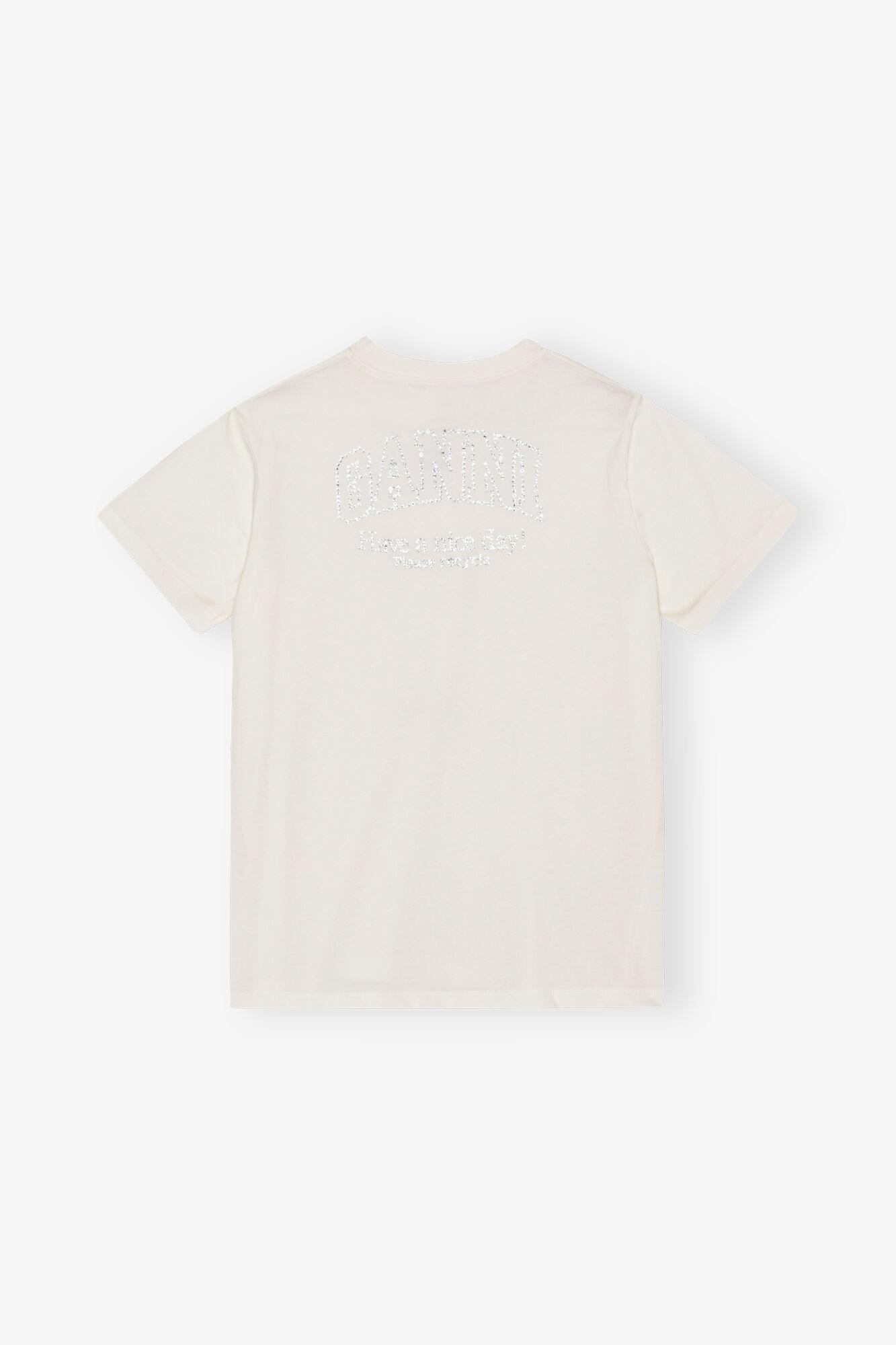 White Basic Jersey Rhinestone Relaxed T-shirt Product Image