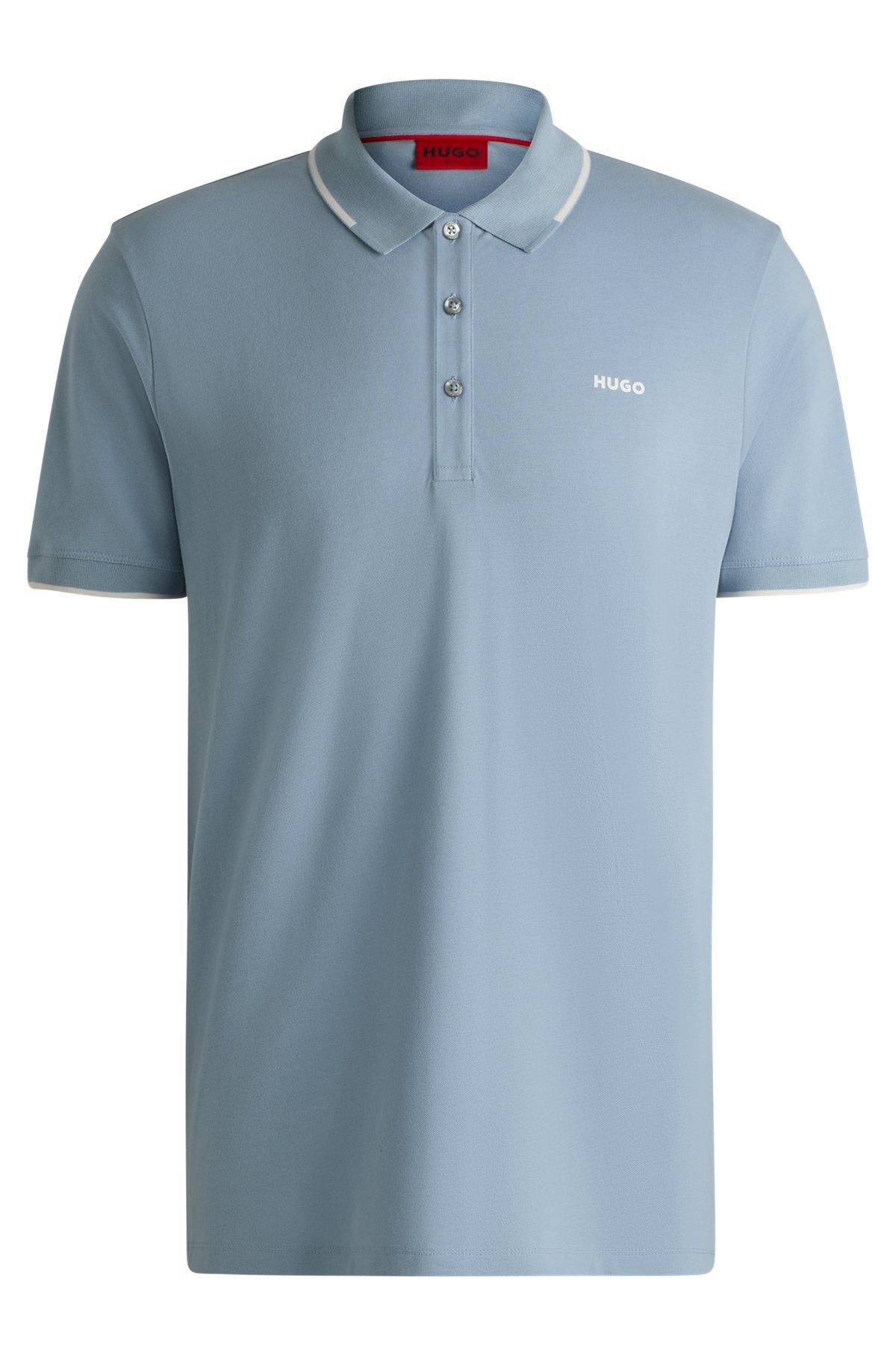 Stretch-cotton slim-fit polo shirt with printed logo Product Image