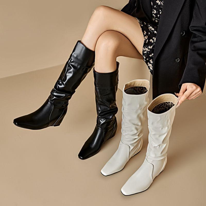 Square Toe Wedge Tall Boots Product Image