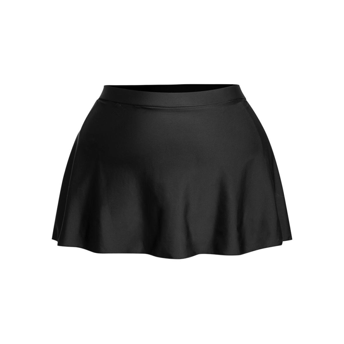 Plus Size Plain High Waist Split Hem Swim Skirt Women's Swimwear Black Beach Non High stretch Bodycon High Rise Curve Swim Bottoms BloomChic 22-24/3X Product Image