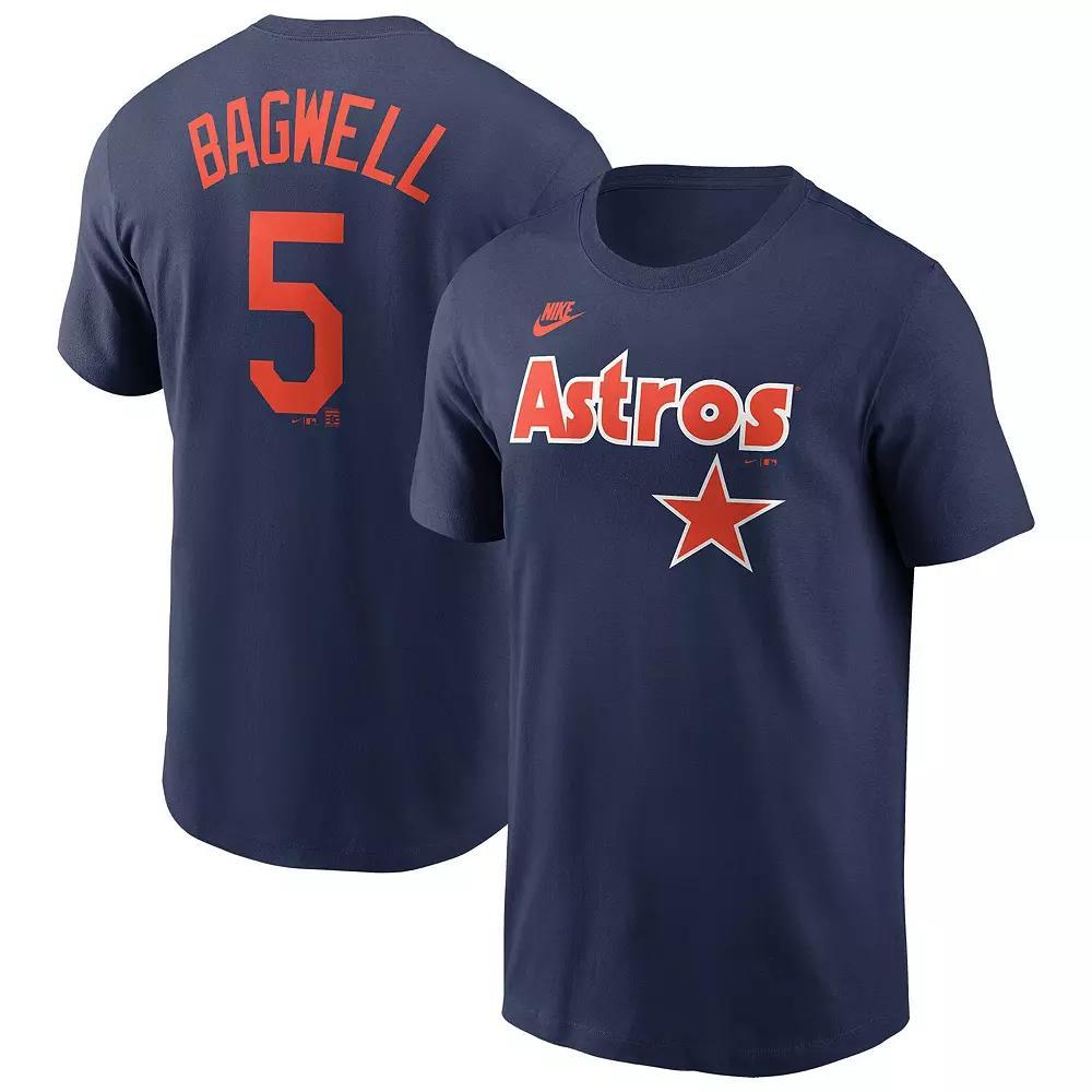 Men's Nike Jeff Bagwell Navy Houston Astros Cooperstown Collection Fuse Name & Number T-Shirt, Size: Small, Blue Product Image