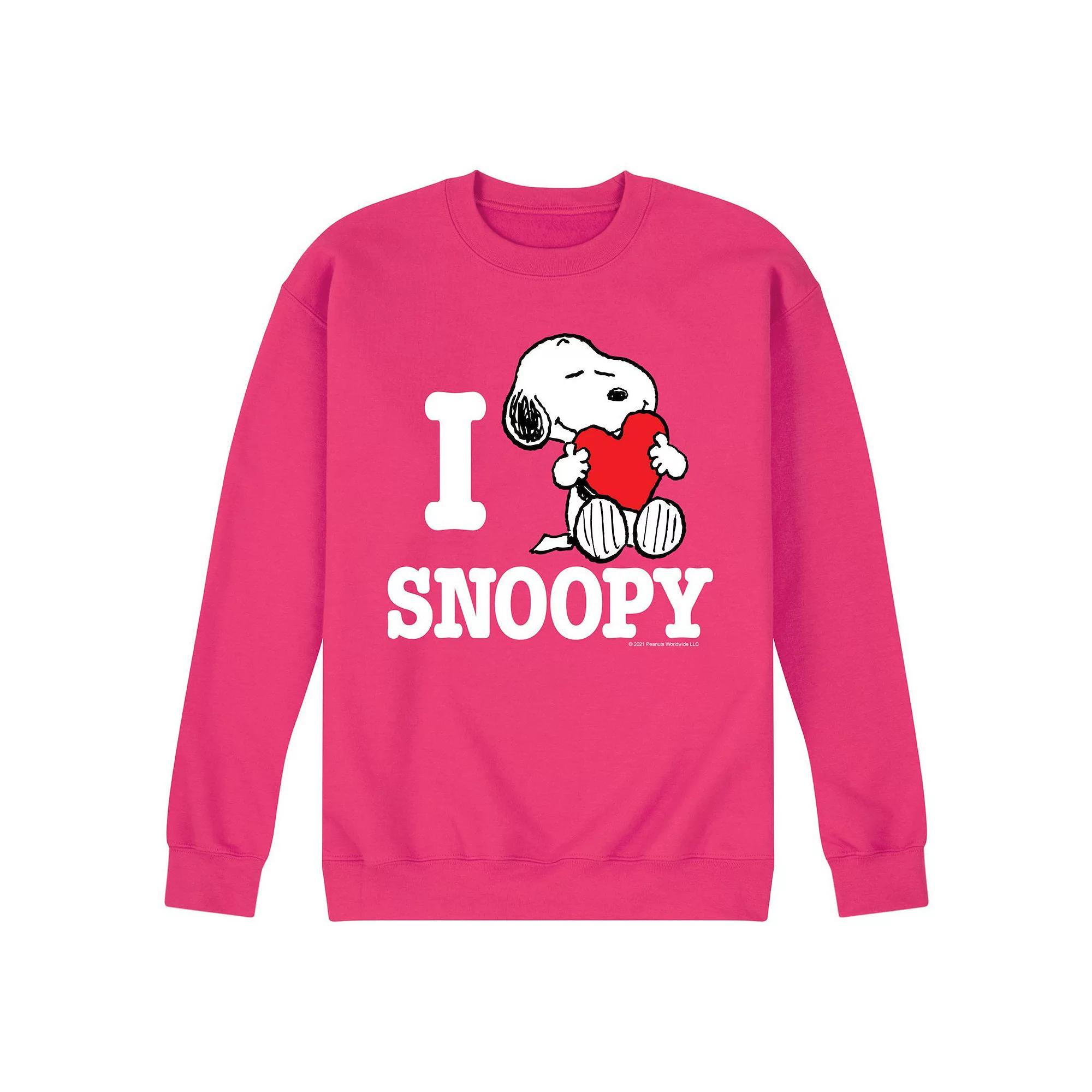 Mens Peanuts I Love Snoopy Sweatshirt Pink Product Image