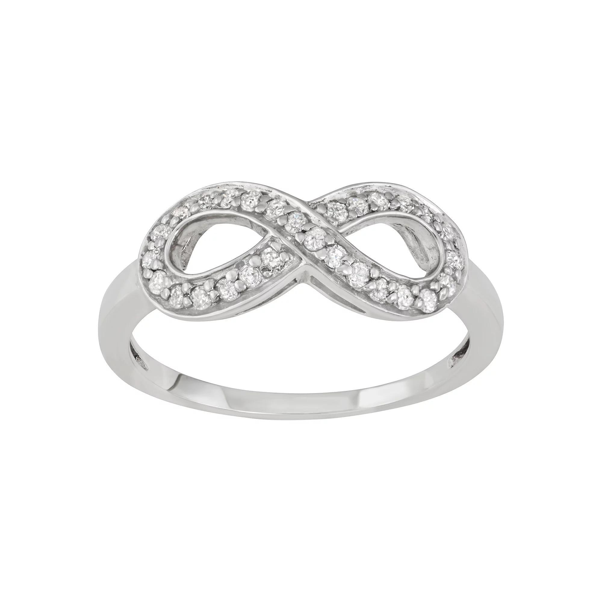 Sterling Silver 1/4 Carat T.W. Diamond Infinity Ring, Women's, Size: 8 Product Image
