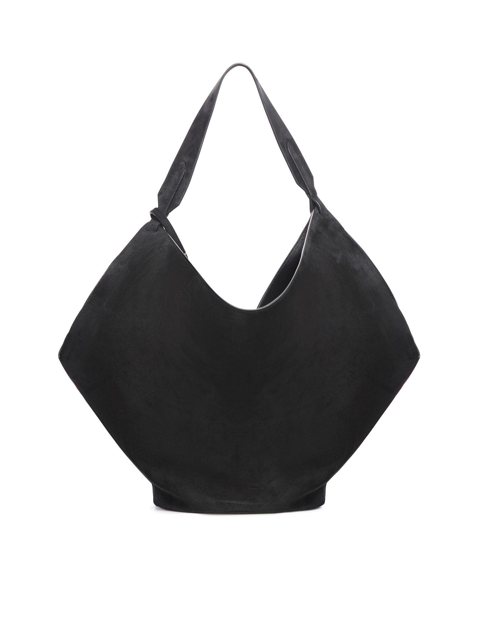 KHAITE Lotus Medium Suede Tote In Black Product Image