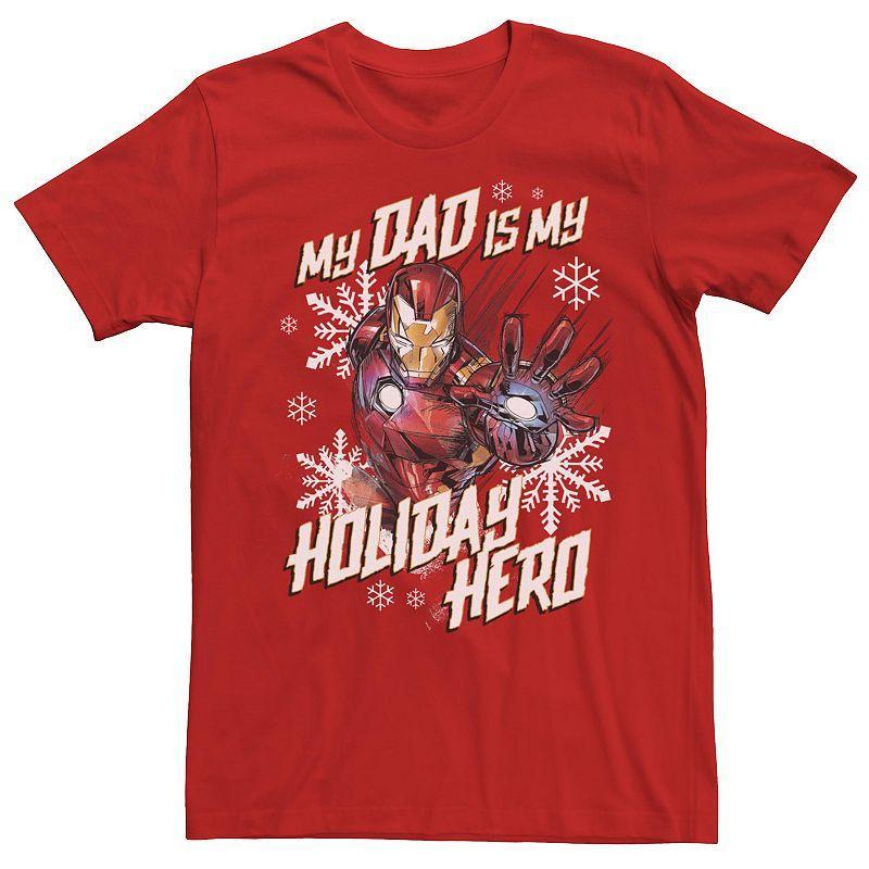 Men's Marvel Iron Man My Dad Is My Holiday Hero Portrait Tee, Size: 3XL, Red Product Image