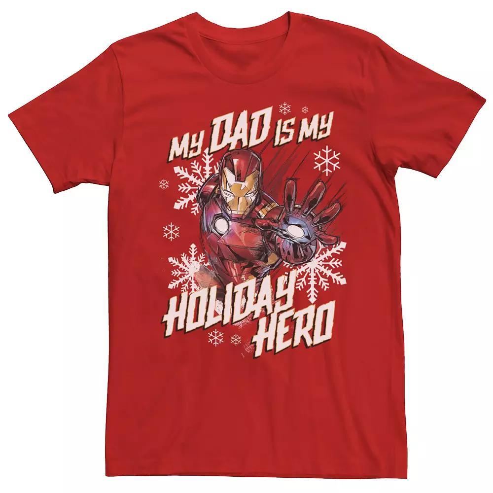 Men's Marvel Iron Man My Dad Is My Holiday Hero Portrait Tee, Size: 3XL, Red Product Image