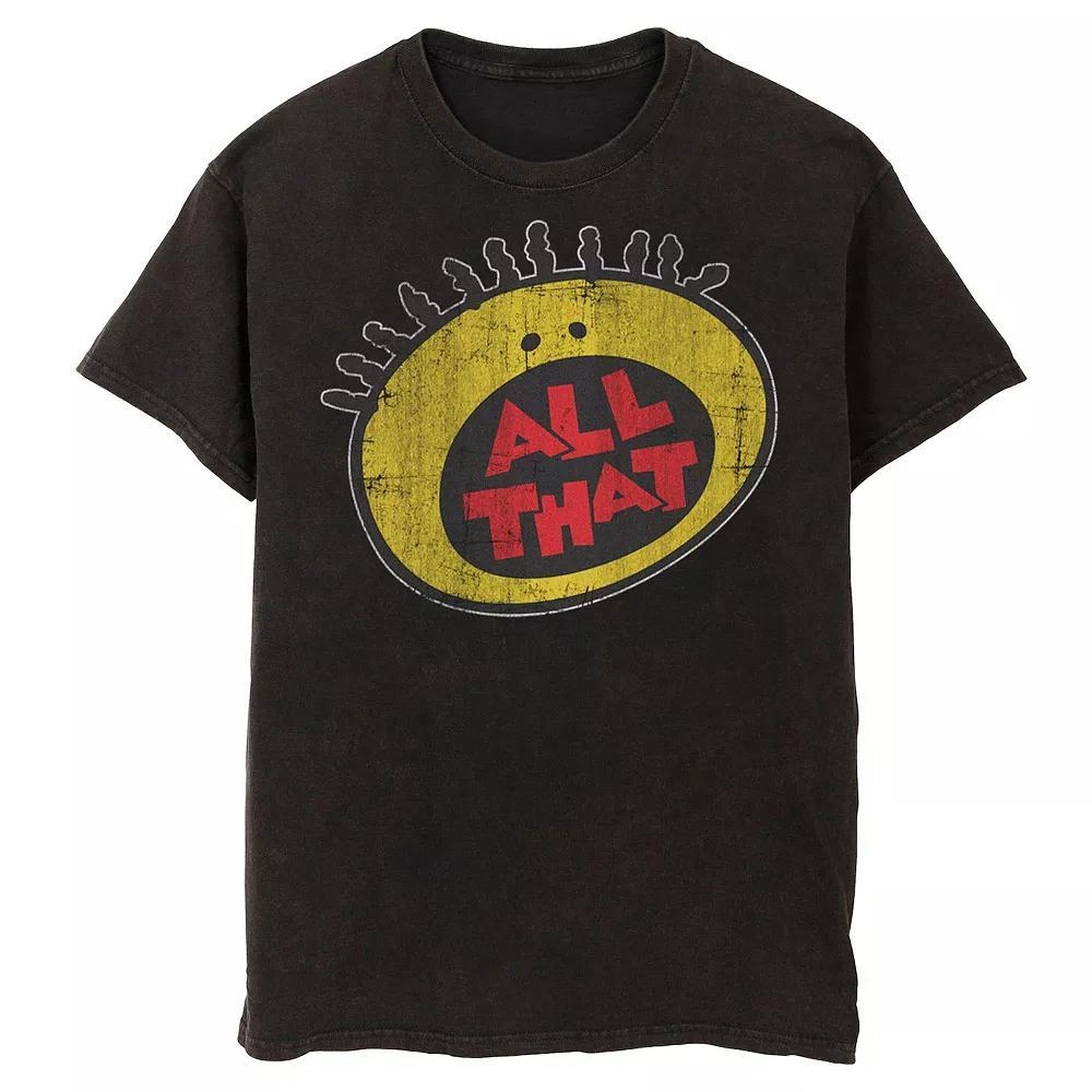 Men's Nickelodeon All That Logo Mineral Wash Graphic Tee, Size: XL, Black Product Image