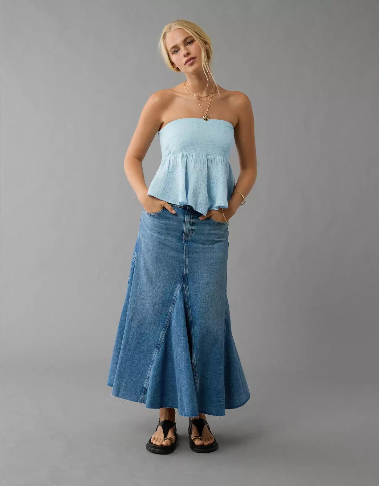 AE Embroidered Babydoll Tube Top Product Image